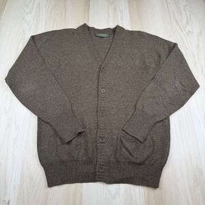 Holland & Holland Mens Brown V-Neck Button Front Cashmere Cardigan Sweater L